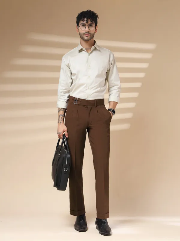 Brown_Polyester_Double_Buckle_Gurkha_Pants_For_Men