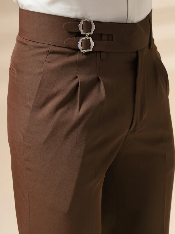 Brown_Polyester_Double_Buckle_Gurkha_Pants_For_Men