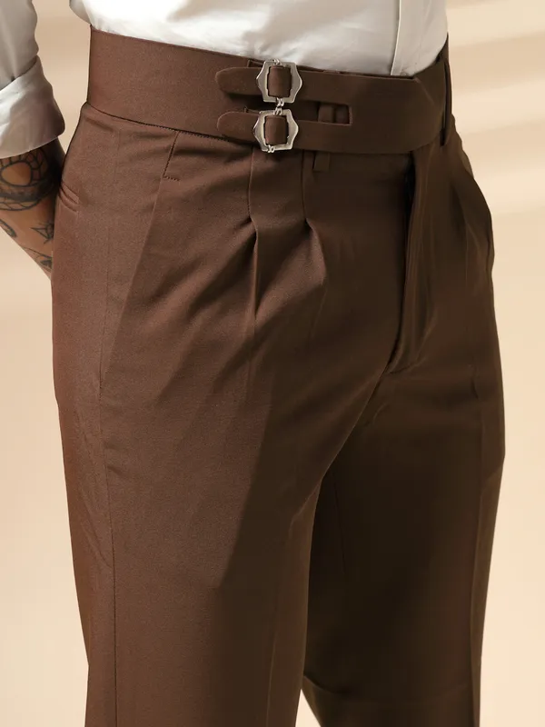 Brown_Polyester_Double_Buckle_Gurkha_Pants_For_Men