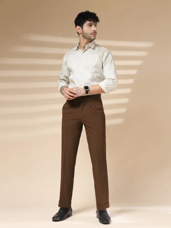 Brown_Polyester_Double_Buckle_Gurkha_Pants_For_Men