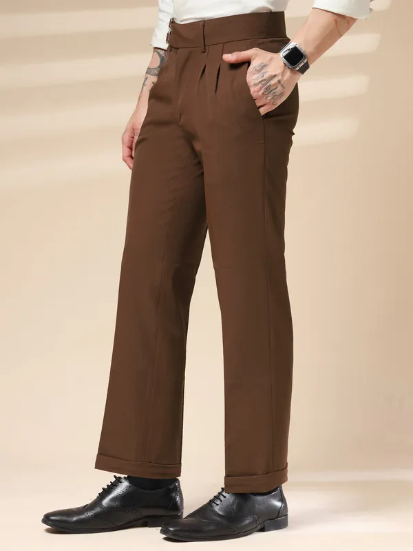 Brown_Polyester_Double_Buckle_Gurkha_Pants_For_Men