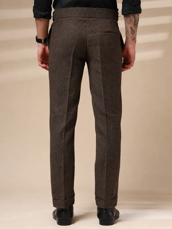 Khaki_Herringbone_Classic_Boot_Cut_Gurkha_Trousers_For_Men