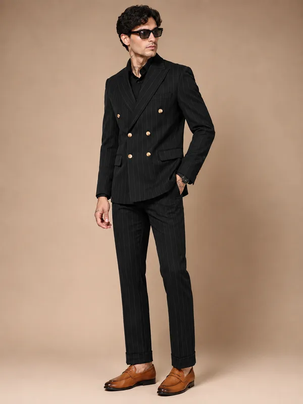 Black_Stripe_Double_Breasted_2_Piece_Suit_For_Men