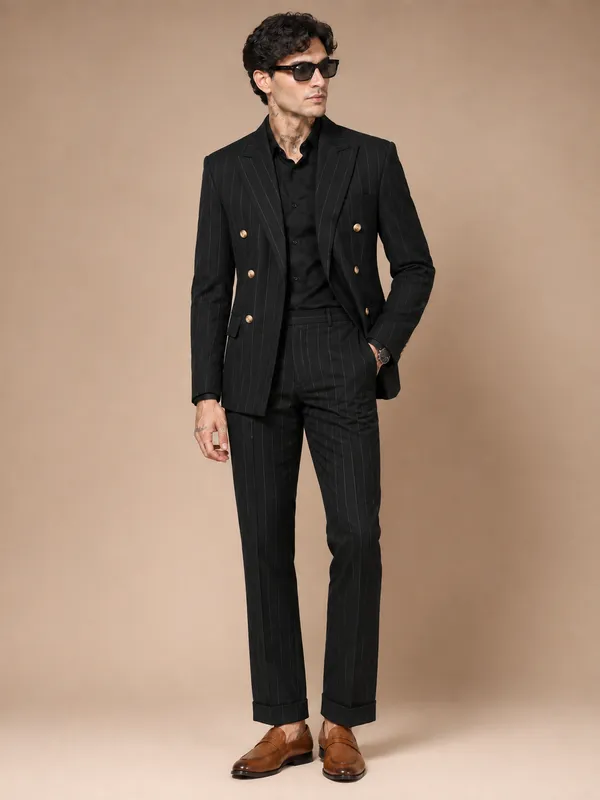 Black_Stripe_Double_Breasted_2_Piece_Suit_For_Men