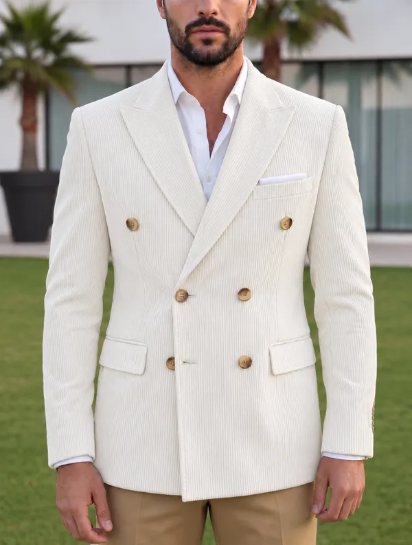 White_Corduroy_Double_Breasted_Blazer_by_Italian_Vega®