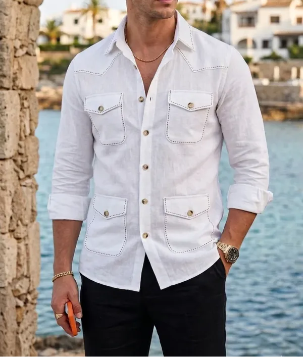 White_Safari_Shirt_–_Pick_Stitched_with_Multi_Pockets_by_Italian_Vega