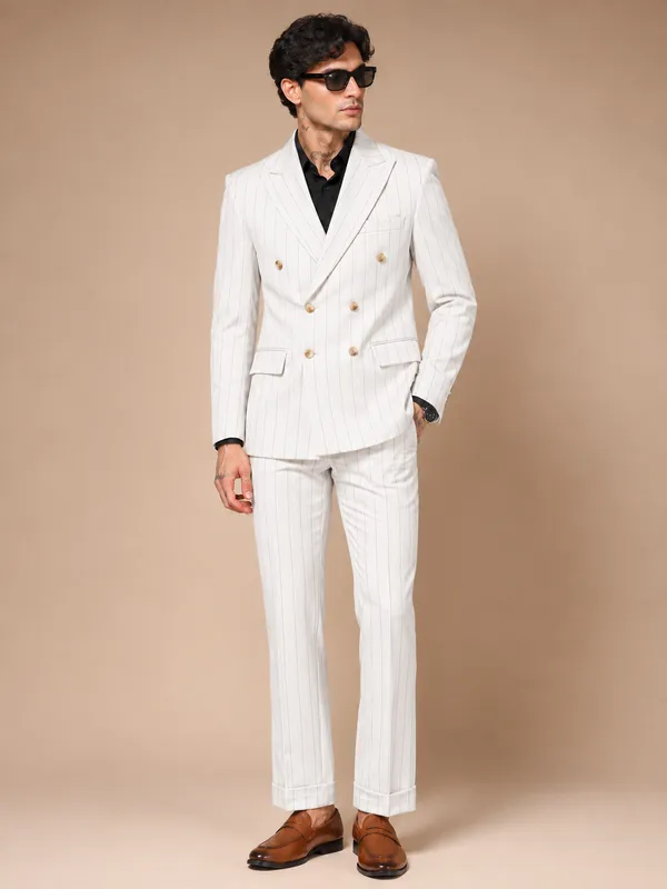 White_Stripe_Double_Breasted_2_Piece_Suit_For_Men