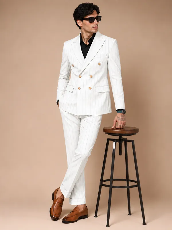 White_Stripe_Double_Breasted_2_Piece_Suit_For_Men