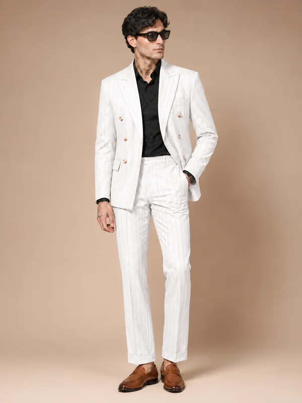 White_Stripe_Double_Breasted_2_Piece_Suit_For_Men