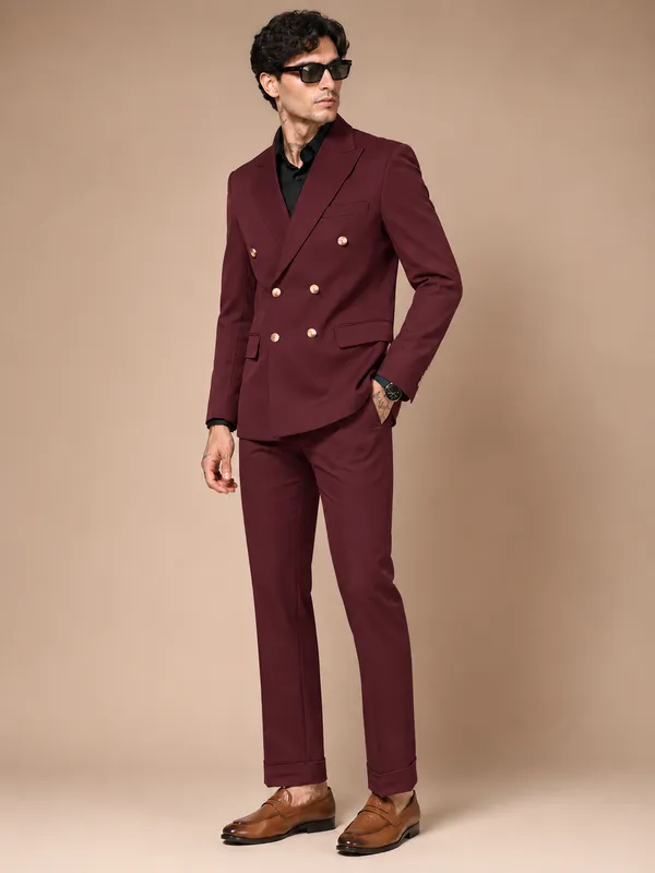 Wine_Double_Breasted_2_Piece_Suit_For_Men