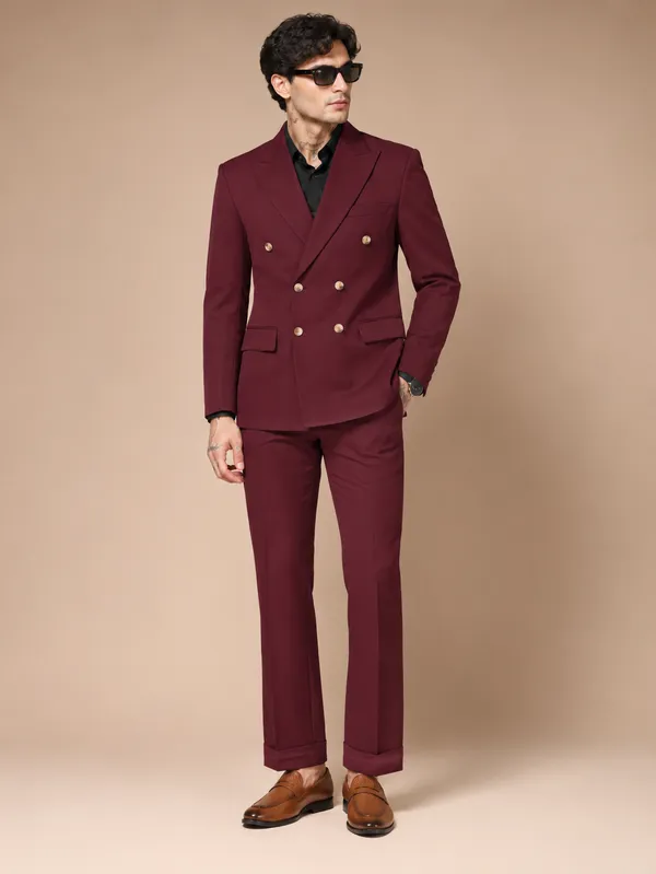 Wine_Double_Breasted_2_Piece_Suit_For_Men