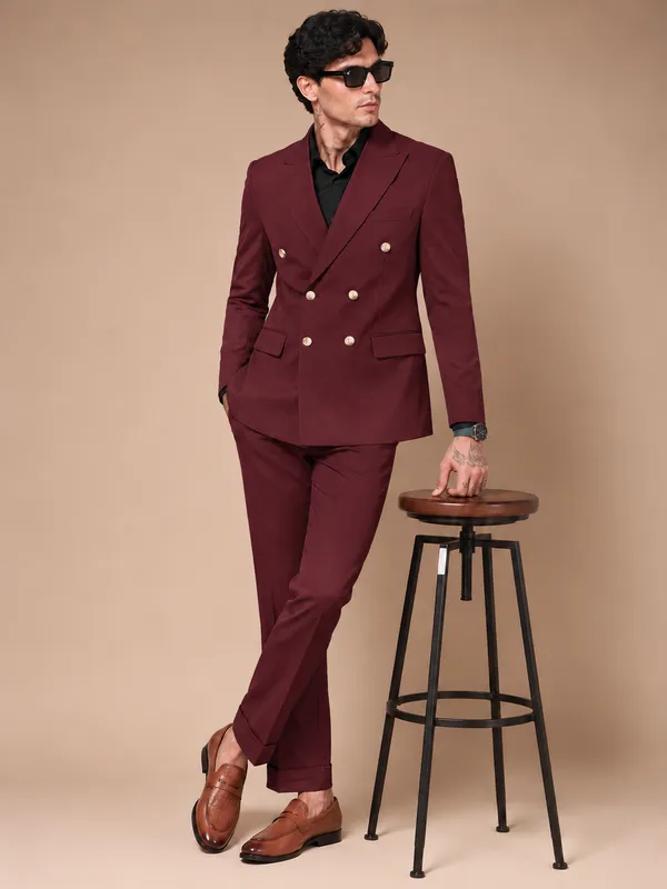 Wine_Double_Breasted_2_Piece_Suit_For_Men