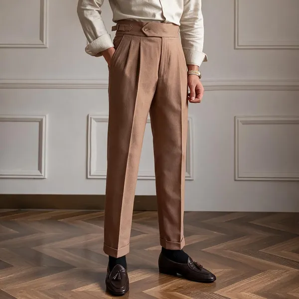Khaki_Polyester_Signature_Gurkha_Pants_For_Men