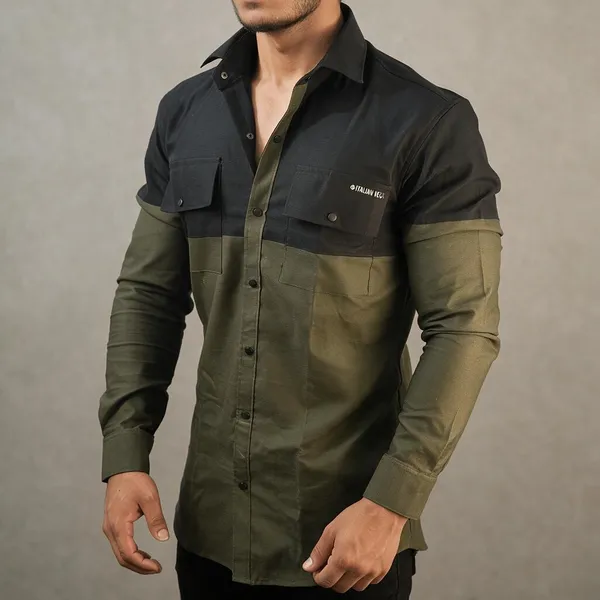 Black_Golden_Corduroy_Dual_Shade_Shirt_For_Men
