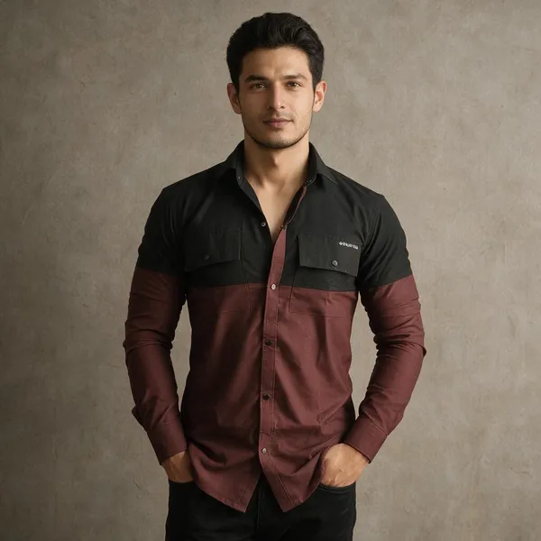 Maroon_Black_Cotton_Dual_Shade_Corduroy_Shirt_For_Men
