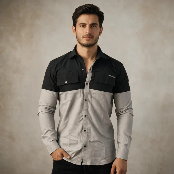 Grey_Black_Cotton_Dual_Shade_Corduroy_Shirt_For_Men