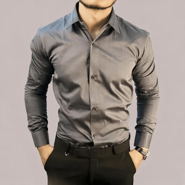 Dark_Grey_Satin_Formal_Shirt_For_Men