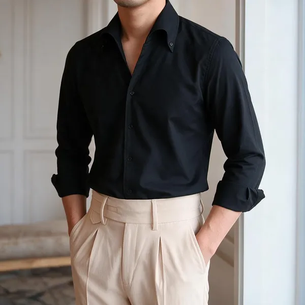 Black_Cotton_Button-Down_Shirt_For_Men