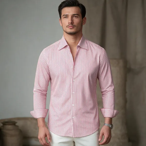 Pink_Cotton_Classic_Striped_Shirt_For_Men
