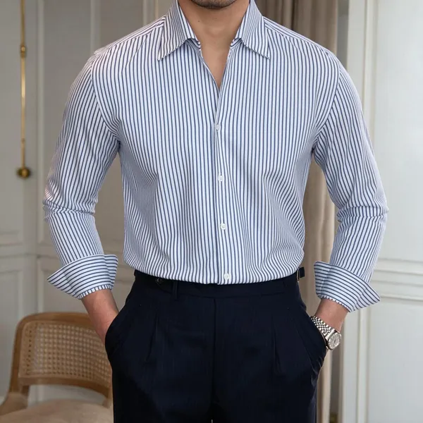 Navy_Cotton_Classic_Striped_Shirt_For_Men