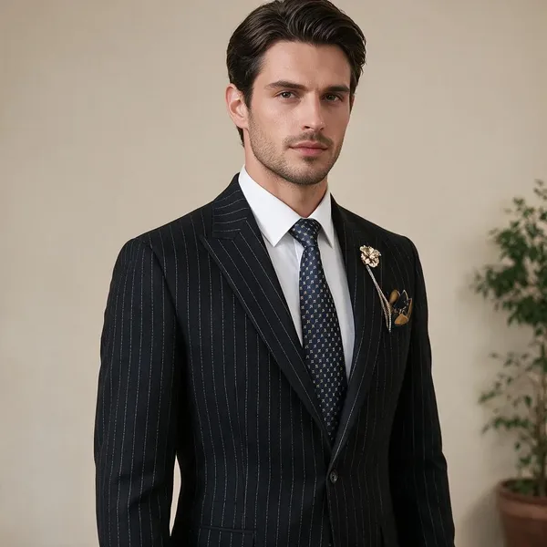 Navy_Terry_Cotton_Striped_Single_Breasted_2_Piece_Suit_For_Men