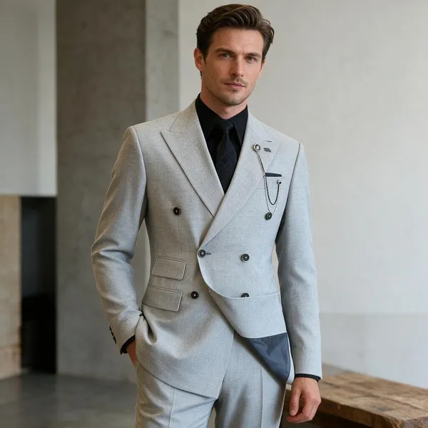 Ash_Grey_Terry_Cotton_Double_Breasted_Suit_For_Men
