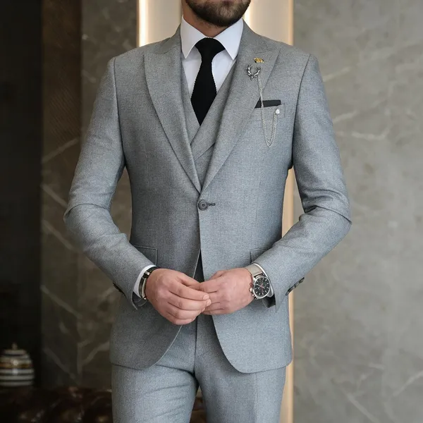Ash_Grey_Terry_Cotton_Single_Breasted_3_Piece_Suit_For_Men