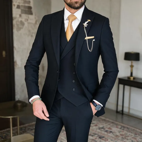 Carbon_Blue_Terry_Cotton_Single_Breasted_3_Piece_Suit_For_Men