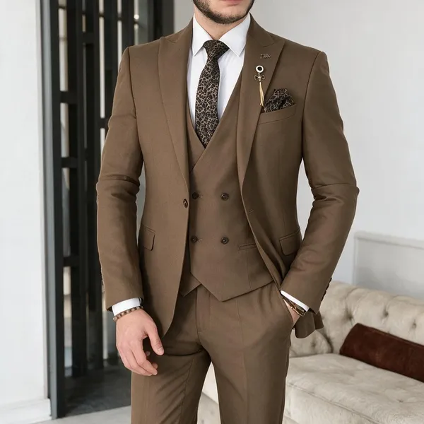 Brown_Terry_Cotton_Single_Breasted_3_Piece_Suit_For_Men