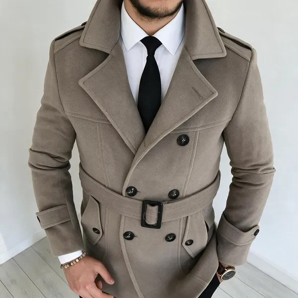 Beige_Tweed_Double_Breasted_Coat_For_Men