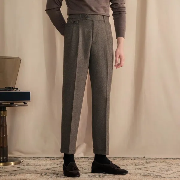 Khaki_Herringbone_Straight_Fit_Gurkha_Pants_For_Men