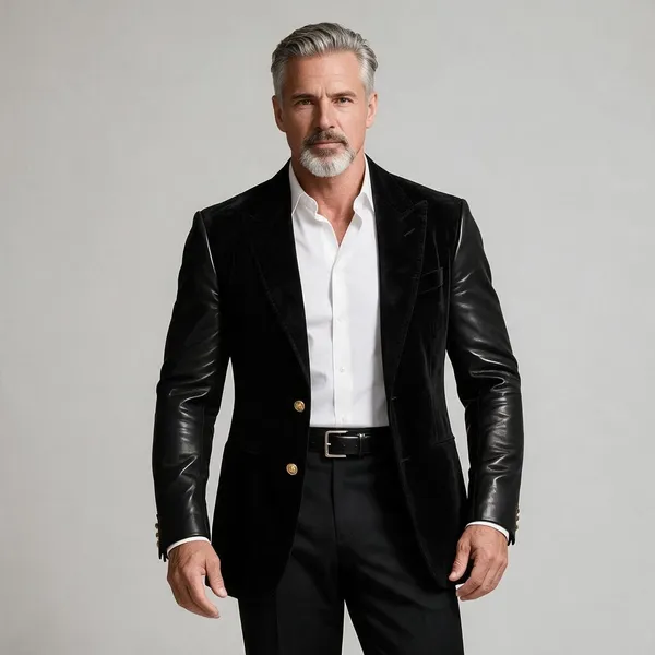 Black_Suede_Slim_Fit_Peak_Lapel_Blazer_For_Men