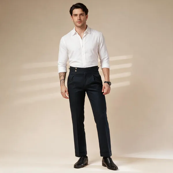 Navy_Linen_Boot_Cut_Gurkha_Trousers_For_Men