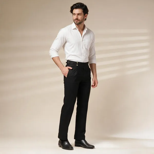 Black_Linen_Boot_Cut_Buttoned_Gurkha_Trousers_For_Men