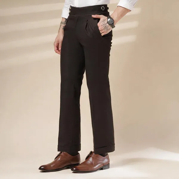 Brown_Linen_Boot_Cut_Signature_Buttoned_Gurkha_Pants_For_Men