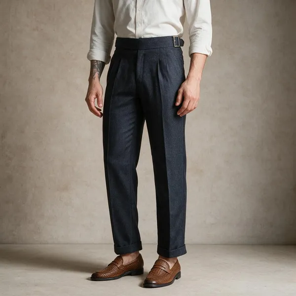 Navy_Herringbone_Boot_Cut_Gurkha_Trousers_For_Men