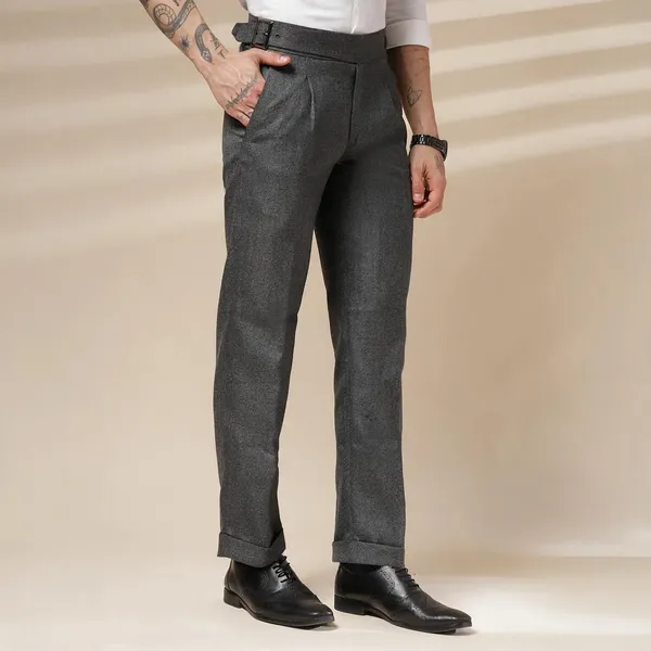 Grey_Herringbone_Boot_Cut_Exotic_Gurkha_Pants_For_Men