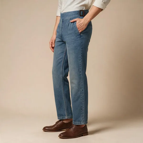 Blue_Denim_Boot_Cut_Gurkha_Trousers_For_Men