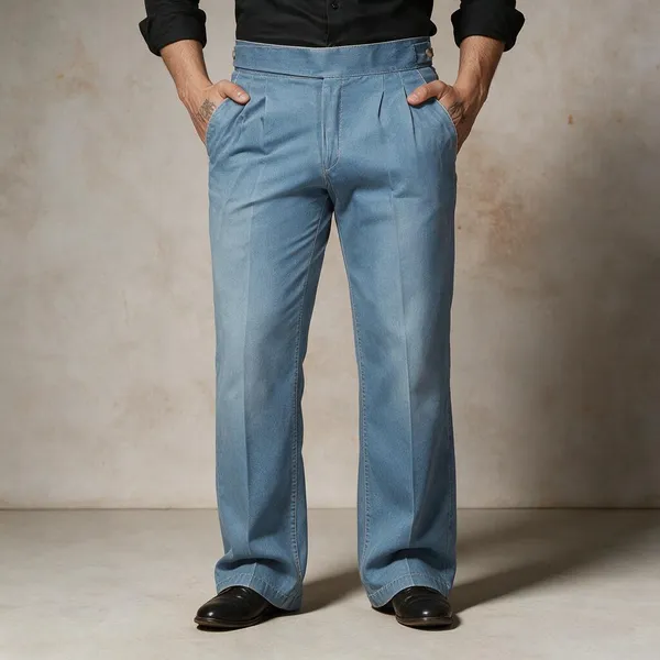 Blue_Denim_Boot_Cut_Gurkha_Trousers_For_Men