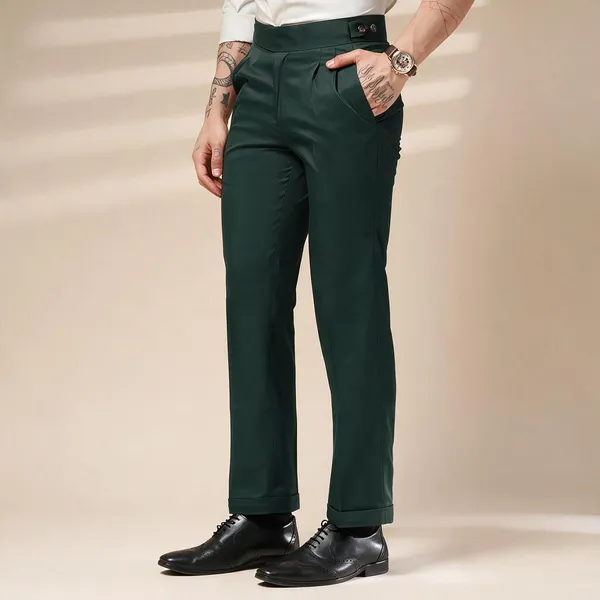 Bottle_Green_Polyester_Blend_Classic_Buttoned_Gurkha_Trousers_For_Men
