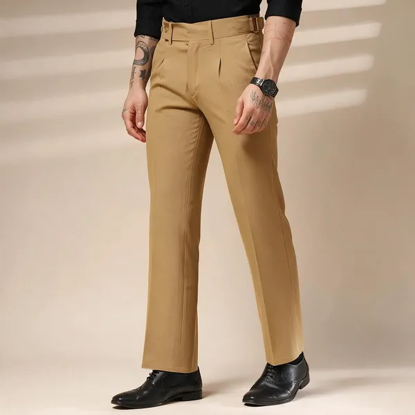 Camel_Polyester_Stretch_Oxford_Gurkha_Trousers_For_Men