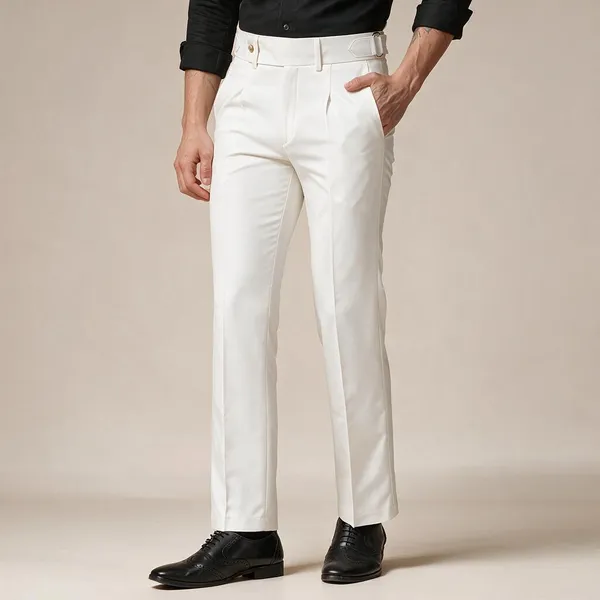 White_Polyester_Oxford_Gurkha_Trousers_For_Men