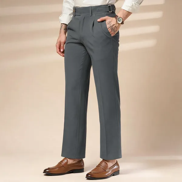 Stone_Grey_Polyester_Oxford_Gurkha_Trousers_For_Men