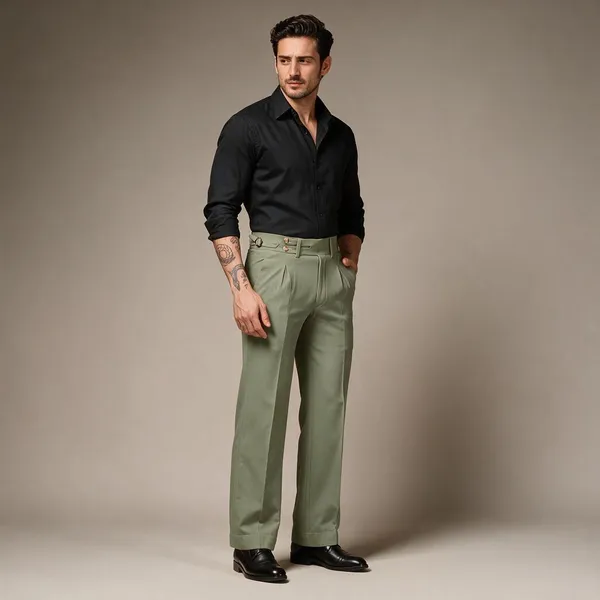 Green_Polyester_Blend_Double_Button_Gurkha_Pants_For_Men