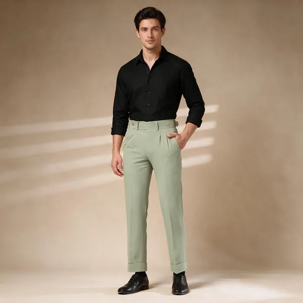 Lime_Polyester_Stretch_Signature_Gurkha_Pants_For_Men