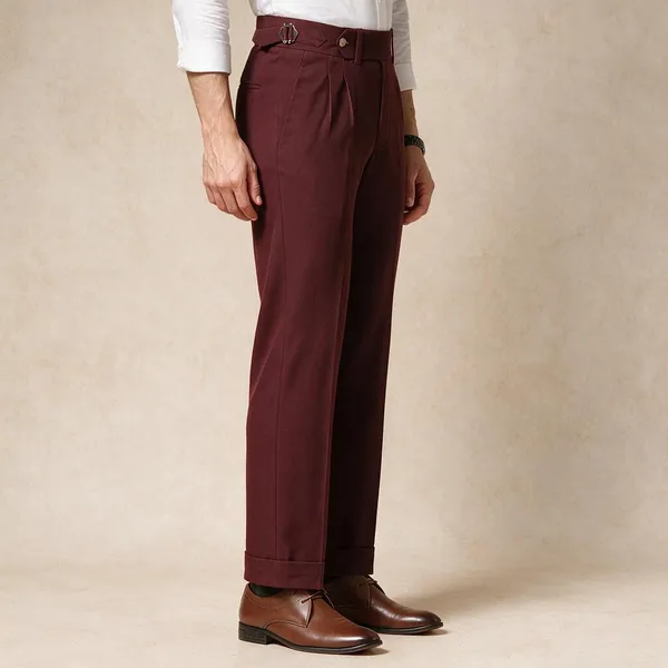 Wine_Polyester_Stretch_Signature_Gurkha_Pants_For_Men