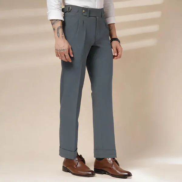 Stone_Grey_Polyester_Blend_Signature_Gurkha_Pants_For_Men