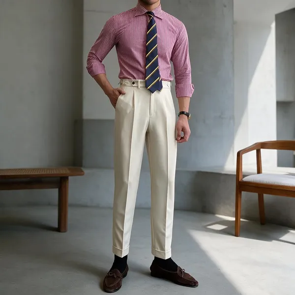 Beige_Polyester_Blend_Elegant_Gurkha_Trousers_For_Men