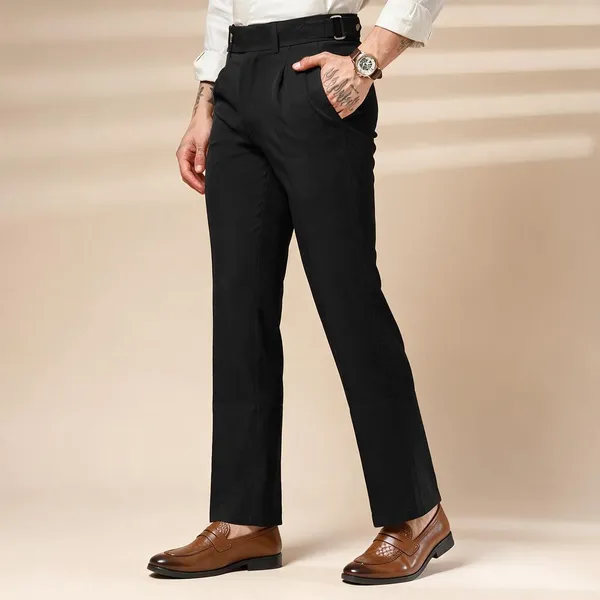 Black_Polyester_Stretch_Oxford_Gurkha_Trousers_For_Men