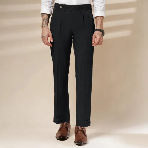Black_Polyester_Stretch_Signature_Gurkha_Pants_For_Men